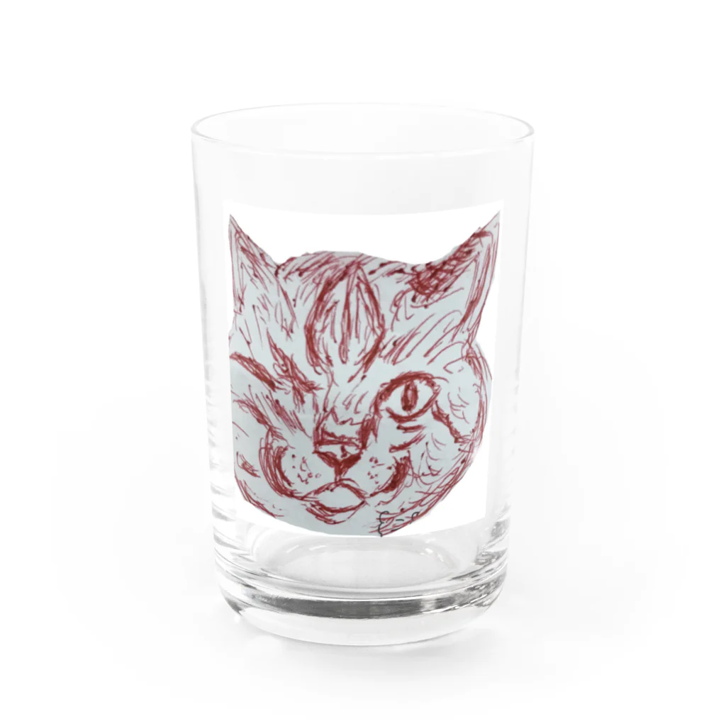 片目猫ライの部屋のライのグラス Water Glass :front