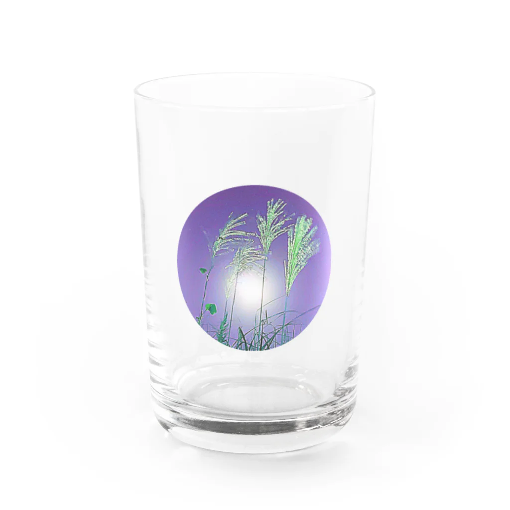 マロマロの月とススキ Water Glass :front