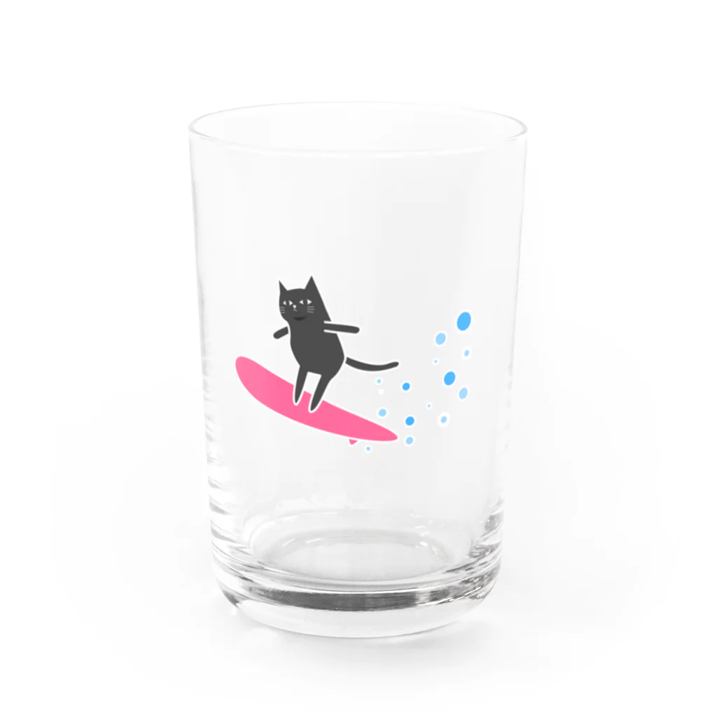 tamacchoのなみのり黒猫ちゃん Water Glass :front