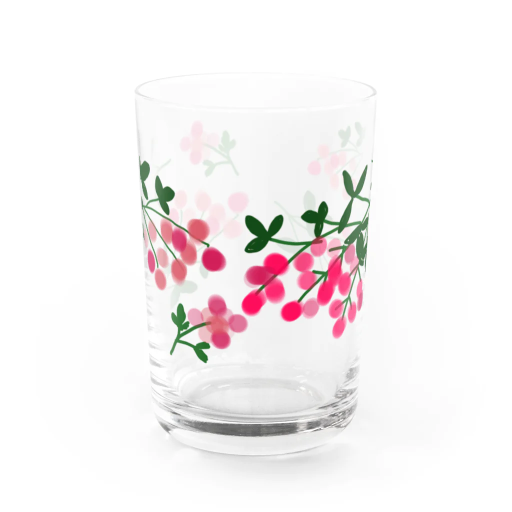 小鳥と映画館のボタニカル ベリーの花 増量版 Water Glass :front