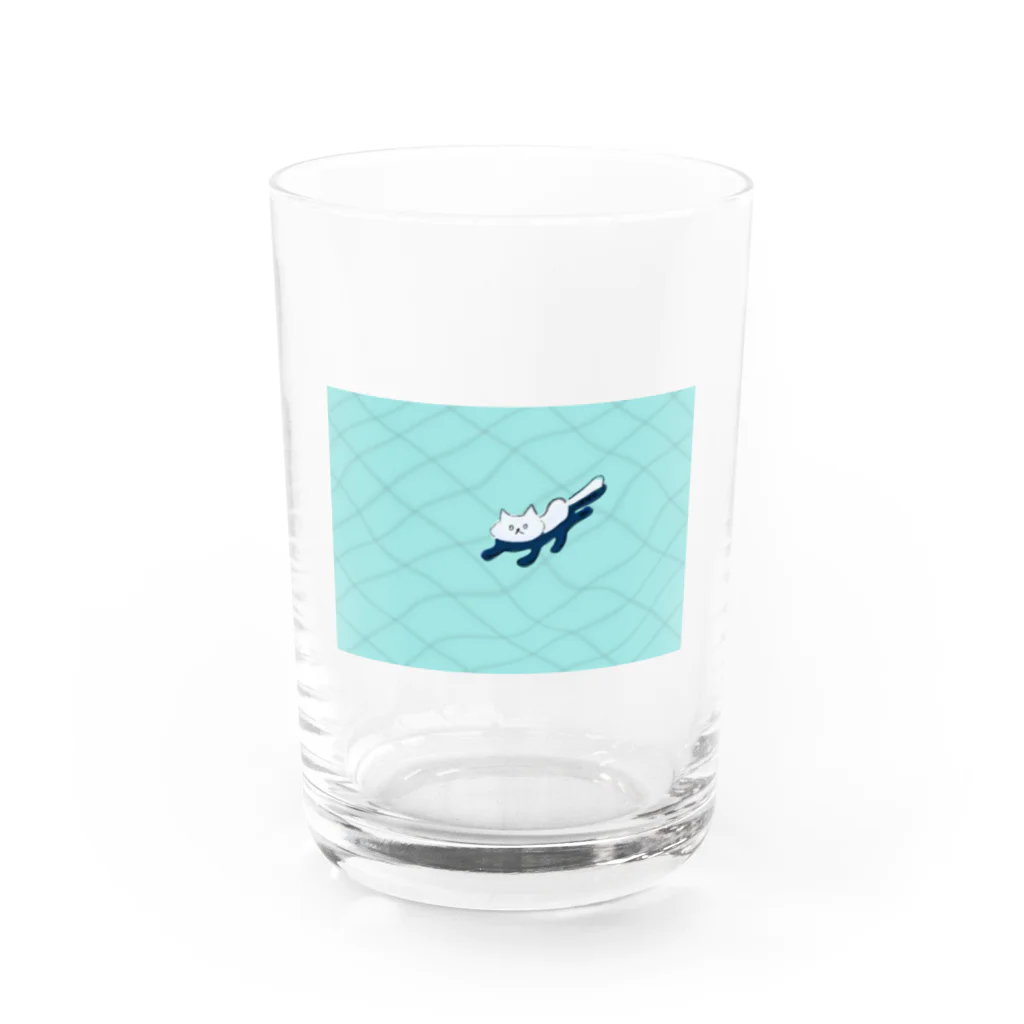 あたまよわよわの泳ぐネコ、さかもと Water Glass :front