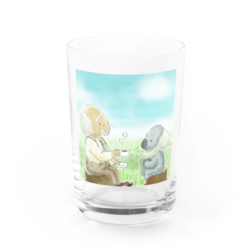 hirakoのおじいちゃんとコアラ Water Glass :front