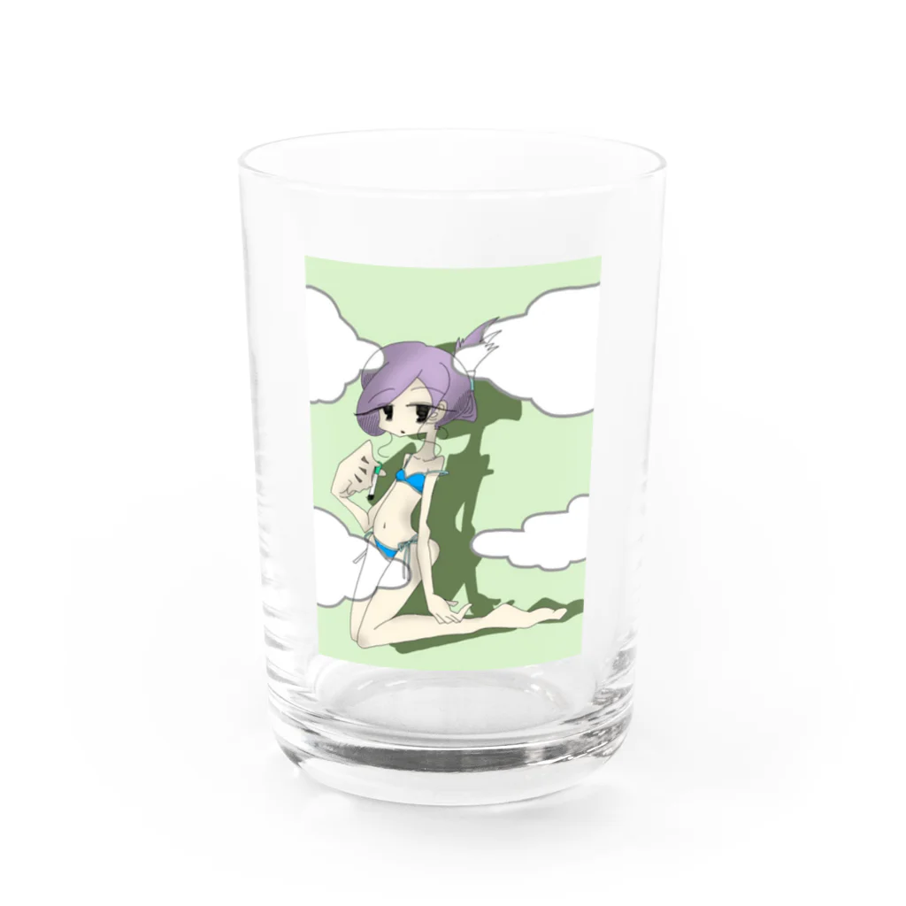 K.garouの喫煙ガール 朝の窓辺色 Water Glass :front