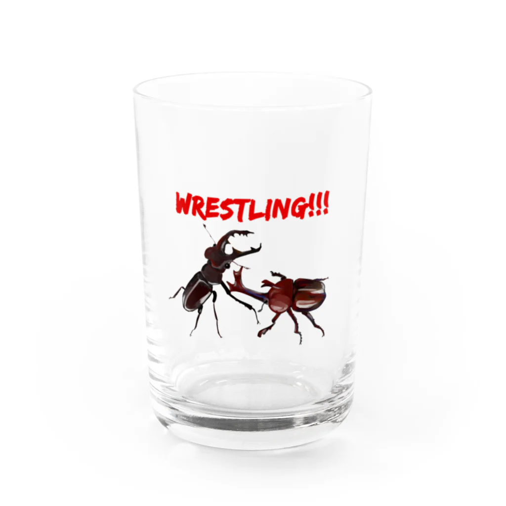 セカイワールドのカブトムシとクワガタ　レスリング Water Glass :front