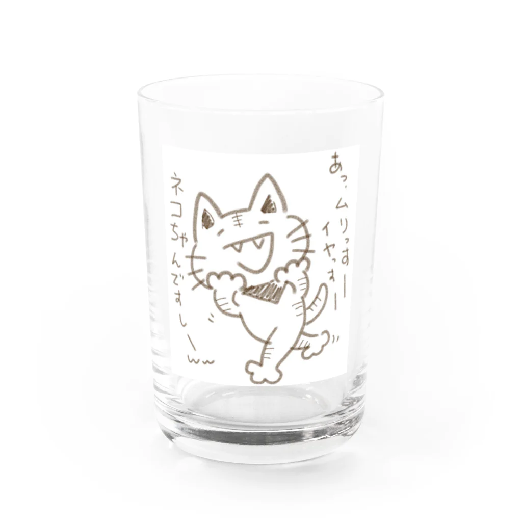 33asahiのトラ猫トラにゃんは断る Water Glass :front