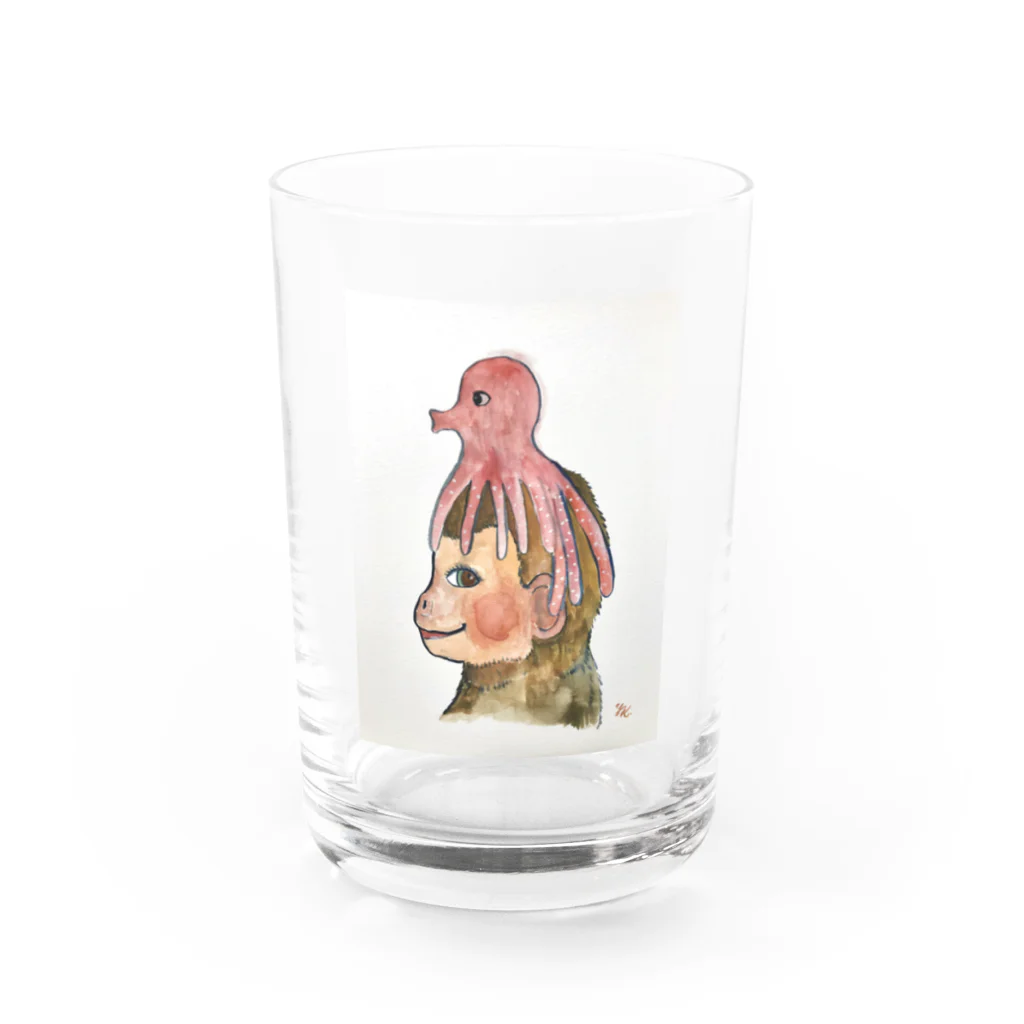 河内葉子の動物アートのグッズの猿にたこさんグッズbyYoko Kawauchi Water Glass :front