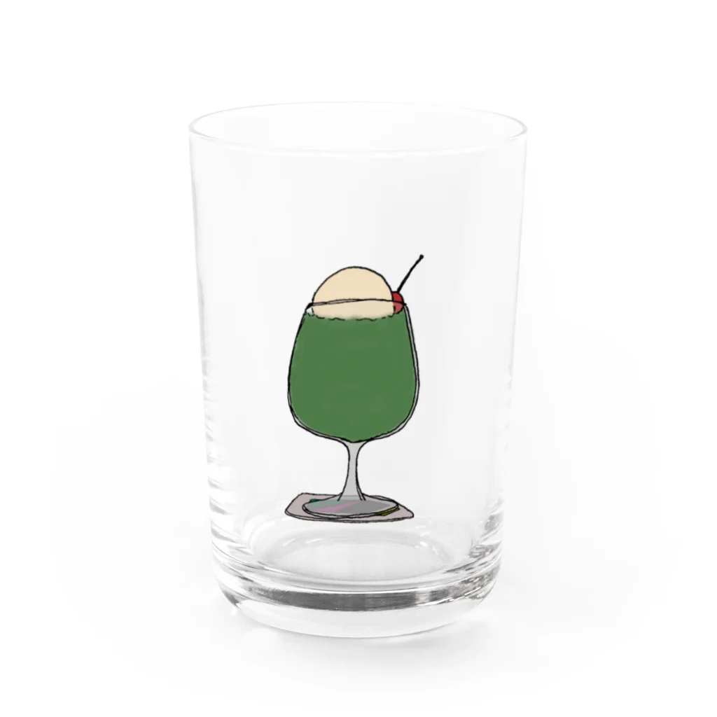 気ままに創作　よろず堂のメロンフロート Water Glass :front