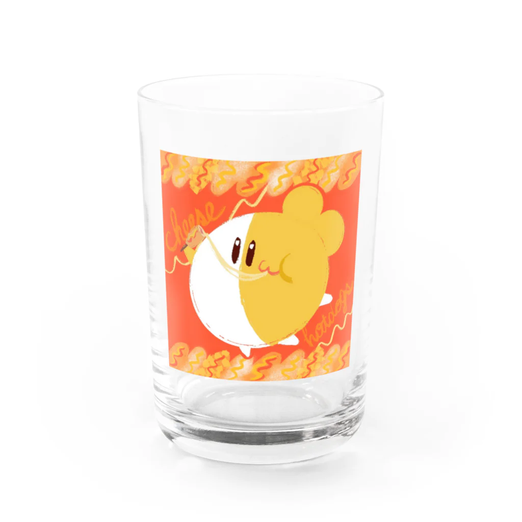 もぐろうofficial web SHOPの【もぐろう】チーズハットグ食べるもぐ Water Glass :front