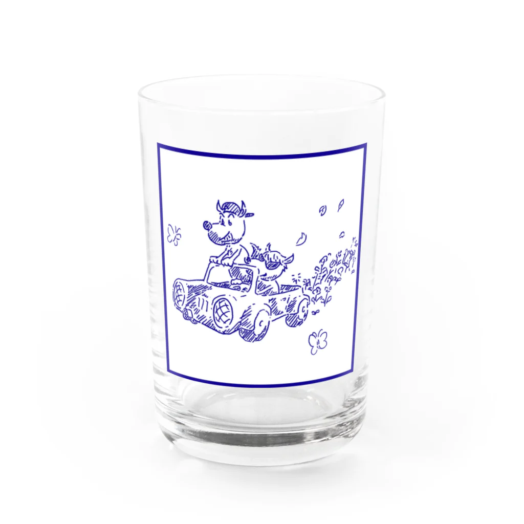 横山カルロス拓実の犬と車 Water Glass :front