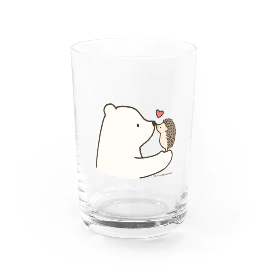 なみはりねずみのしろくま＆ハリネズミ Water Glass :front