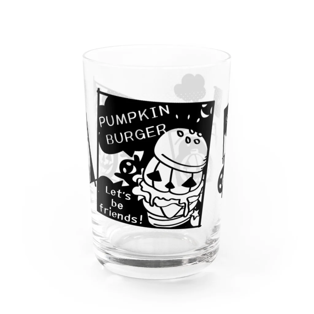 イラスト MONYAAT のGz かぼちゃバーガーＤ(gr) Water Glass :front