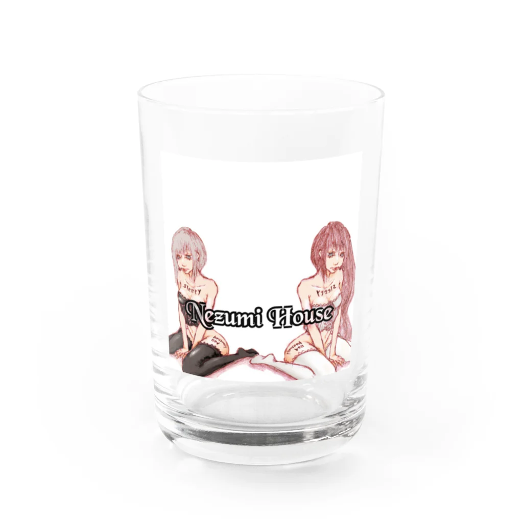 ネズミ🐁🐀🐆17liveの白黒ネズミ Water Glass :front