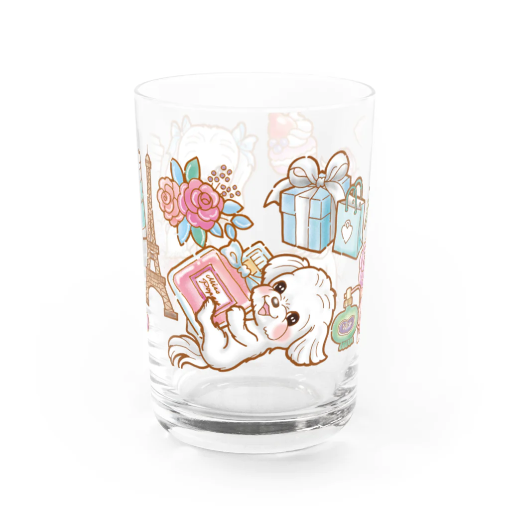 あとりえピノコのパリモードマルチーズちゃん Water Glass :front