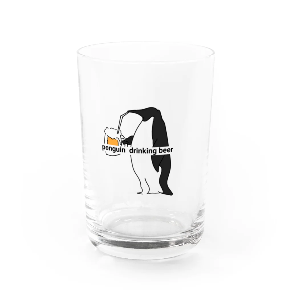 karaagekaraageのpenguin drinking beer グラス前面