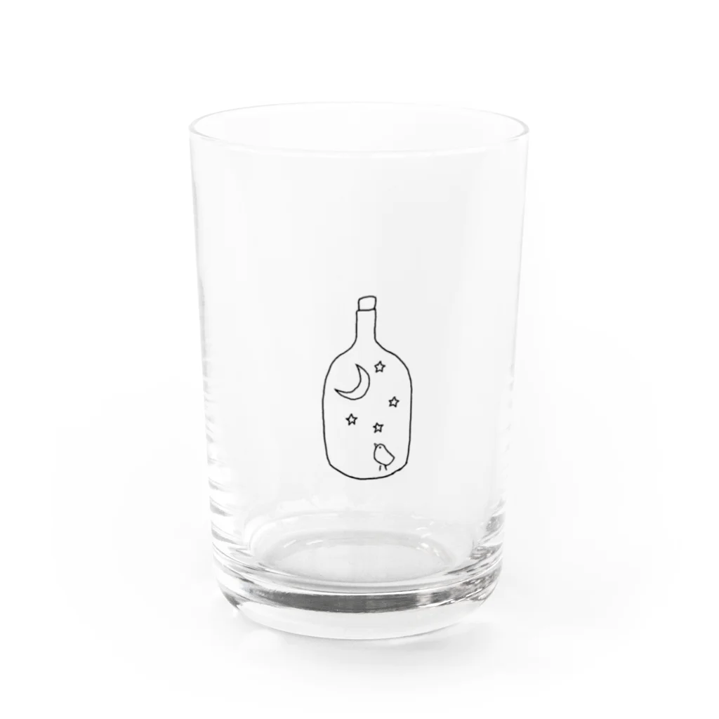 hoi  SHOPのビンの中のトリさん　夜空 Water Glass :front