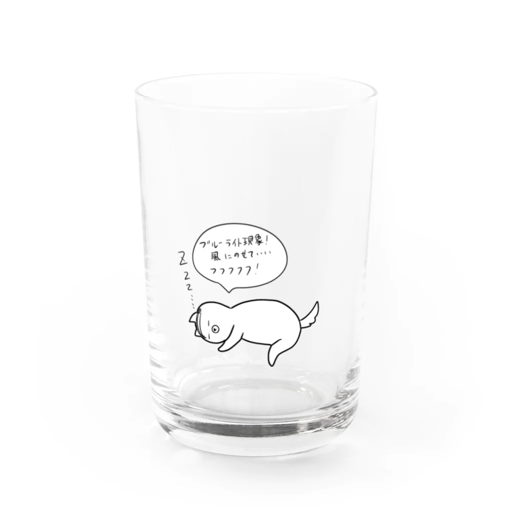 こんぺい工房の寝るバーコード犬寝言付き Water Glass :front