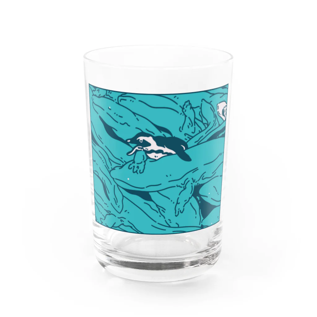 ナイロドノのぎゅうぎゅうオオサンショウウオ　ブルー Water Glass :front