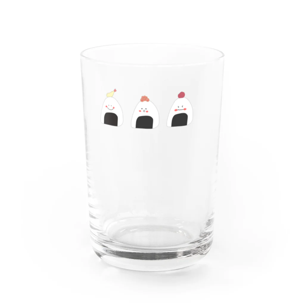 ポケットにビスケット🍪のおにぎり三兄弟 Water Glass :front