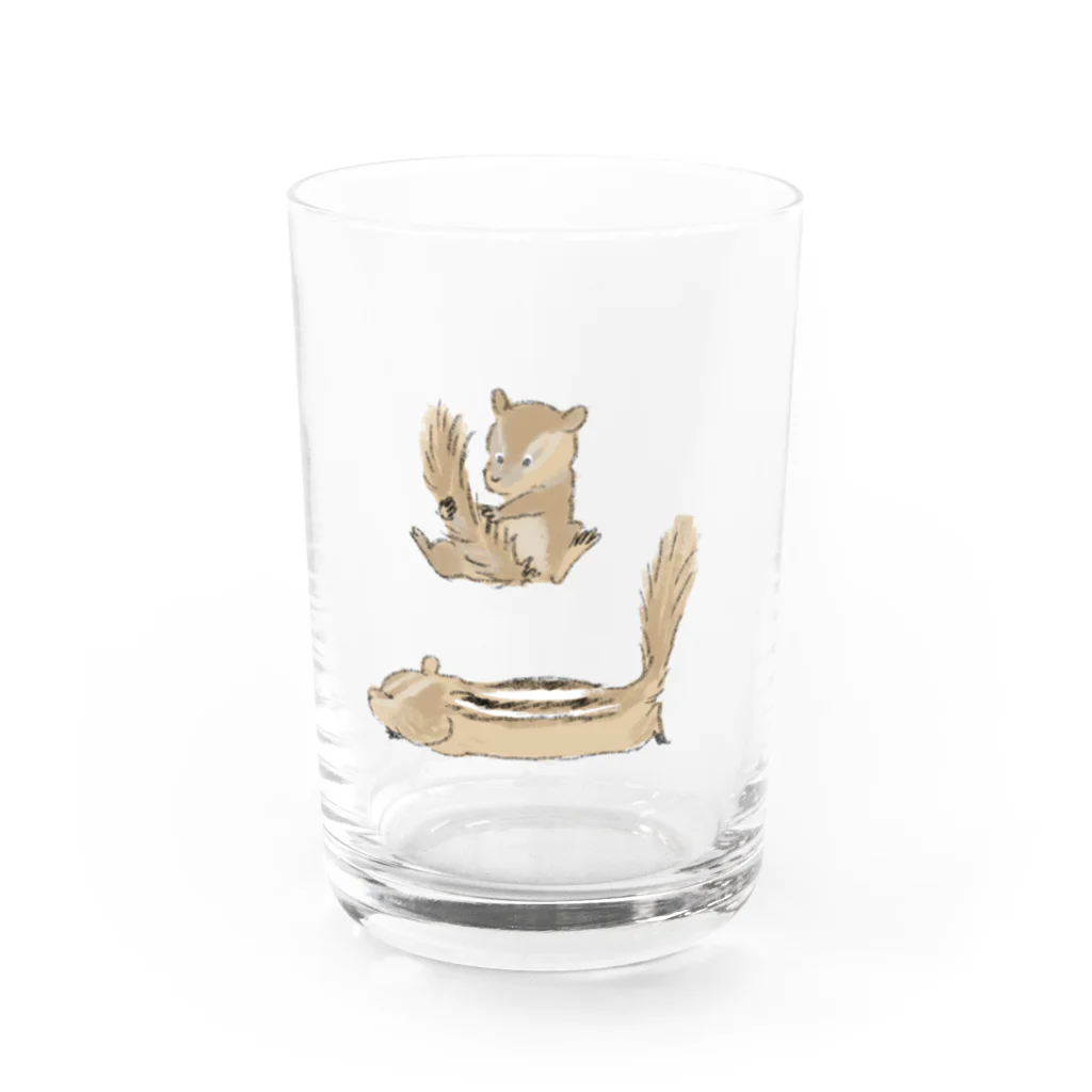 ももろ のひまわりとリス３ Water Glass :front