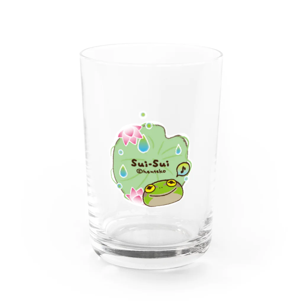 ＿---＿のカエルのスイスイ　蓮 グラス前面