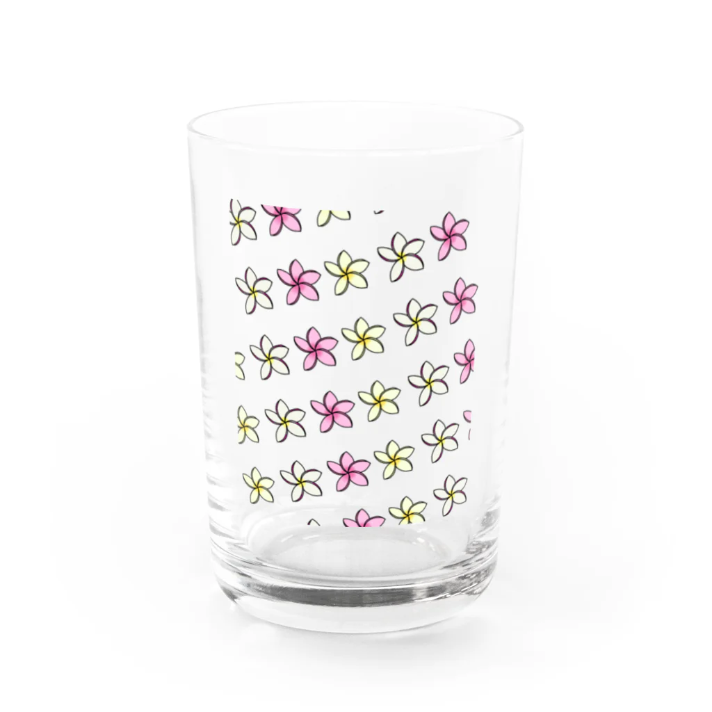 Okiwaiiのプルメリア三姉妹 Water Glass :front