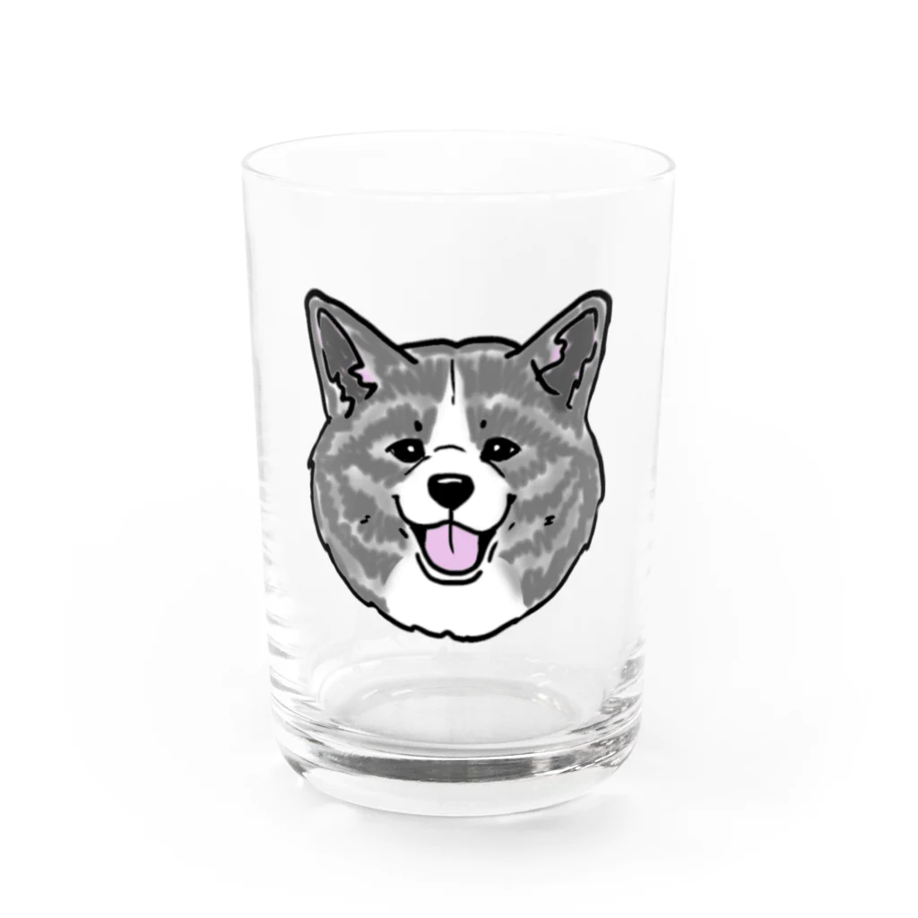 春風工房の秋田犬ハッピースマイル虎毛 Water Glass :front