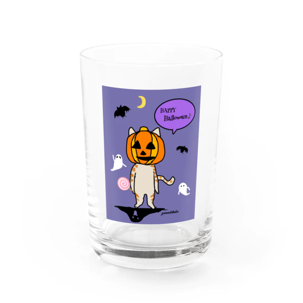 Yamadatinkuの猫　茶トラ　ハロウィーン Water Glass :front