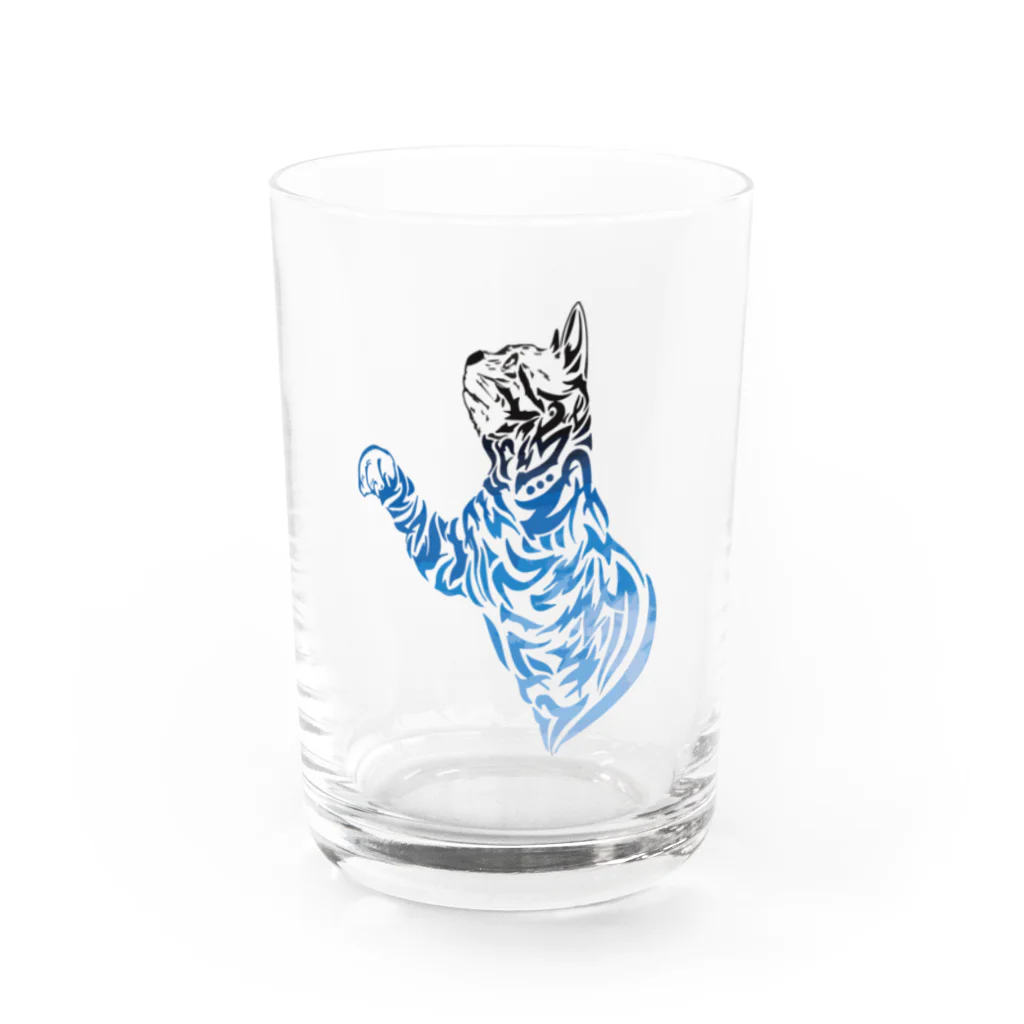 TRAVA design SHOPの猫トライバル×青空 Water Glass :front