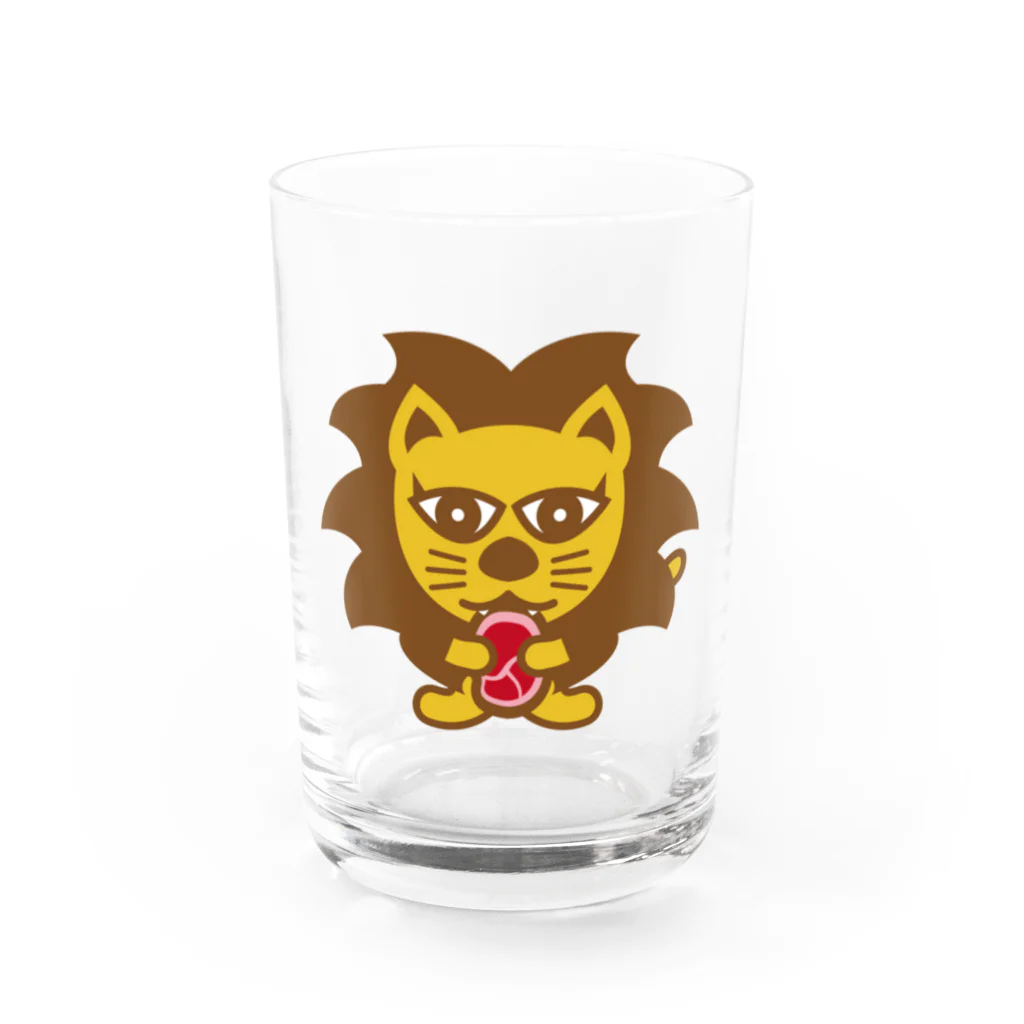 ブルックリンミートファクトリーのお肉持ってる「ライオンのガブリエル」 Water Glass :front