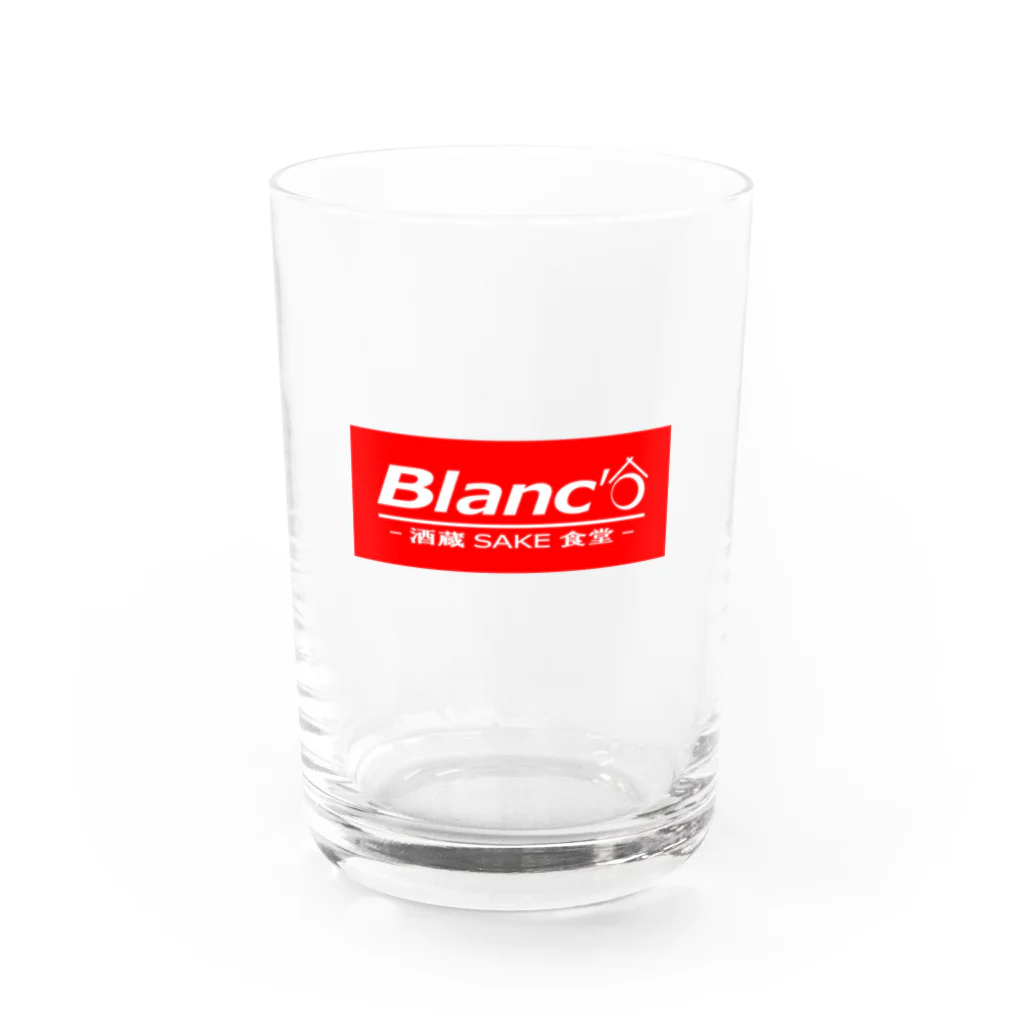 BLANC'O酒蔵SAKE食堂のブランコロゴ（赤） グラス前面