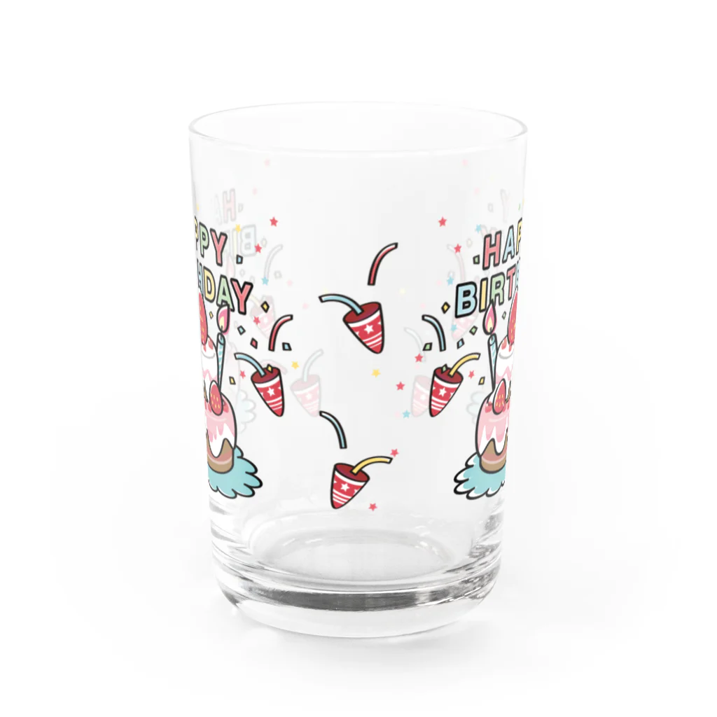 イラスト MONYAAT のHAPPY BRITHDAY_2 Water Glass :front