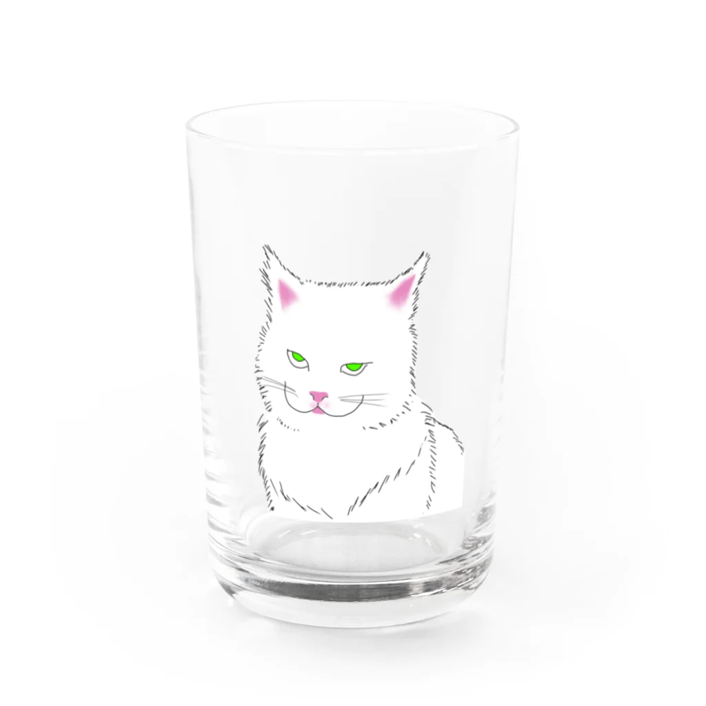 小鳥と映画館の白くて大きな猫 Water Glass :front