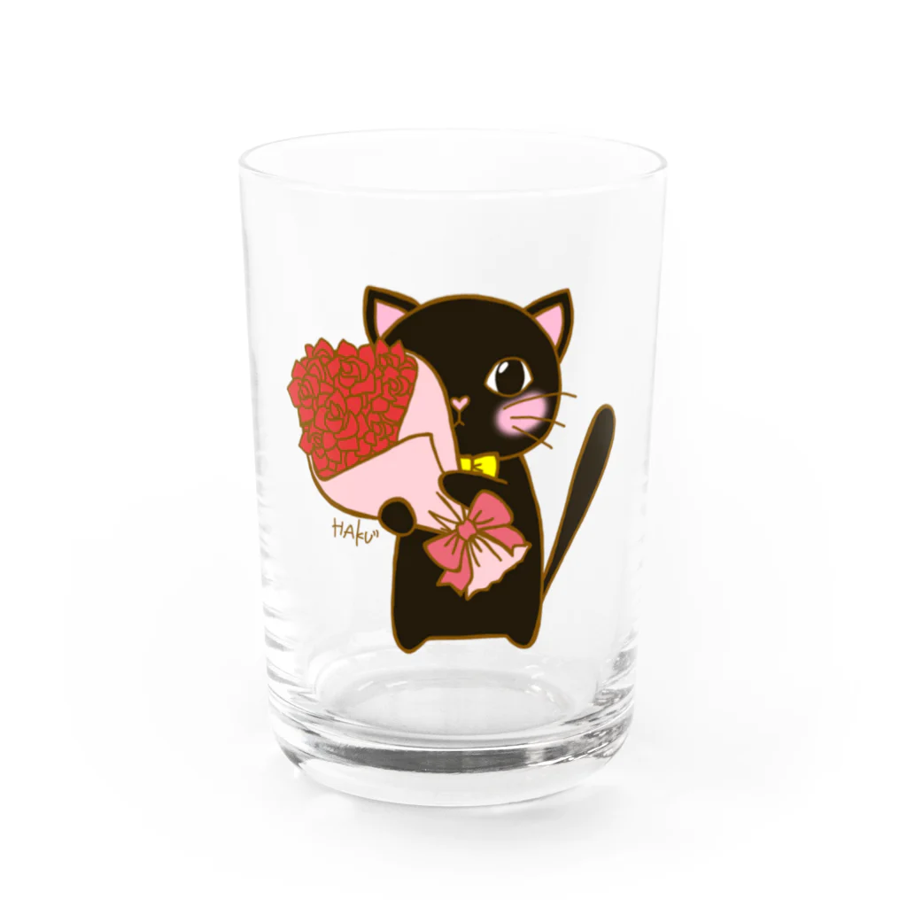 ハク先生《ほのぼの系イラスト描いてます》の貴方へ愛の花束を 黒猫さん Water Glass :front