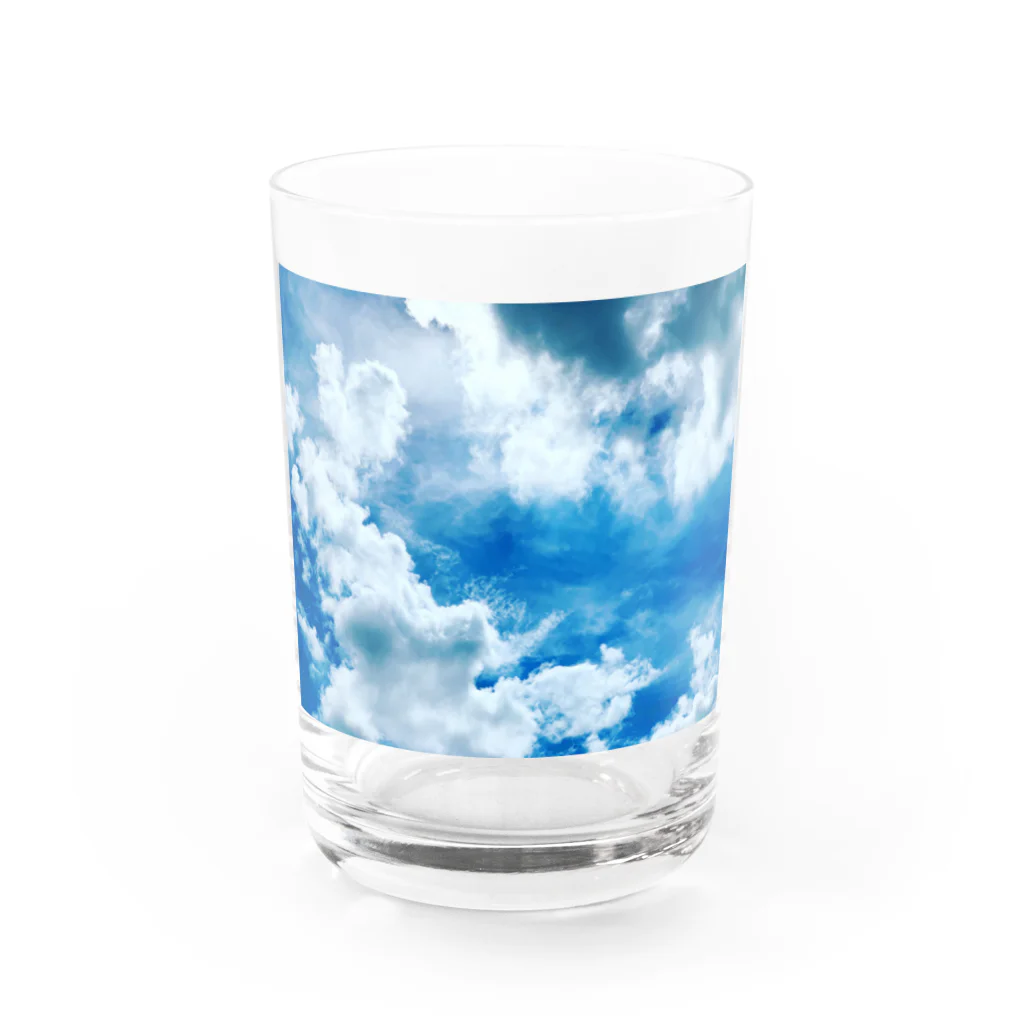 ya-pyの青空 空 綺麗 ブルー 青 SKY Water Glass :front