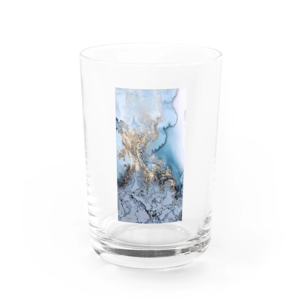 ya-pyの大理石 マーブル ブルー ゴールド Water Glass :front