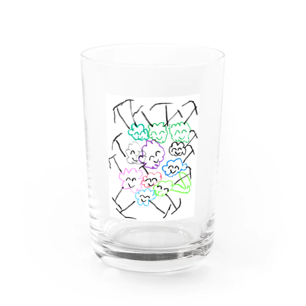 カラフルなすげー店のおはなちゃんかぞく Water Glass :front