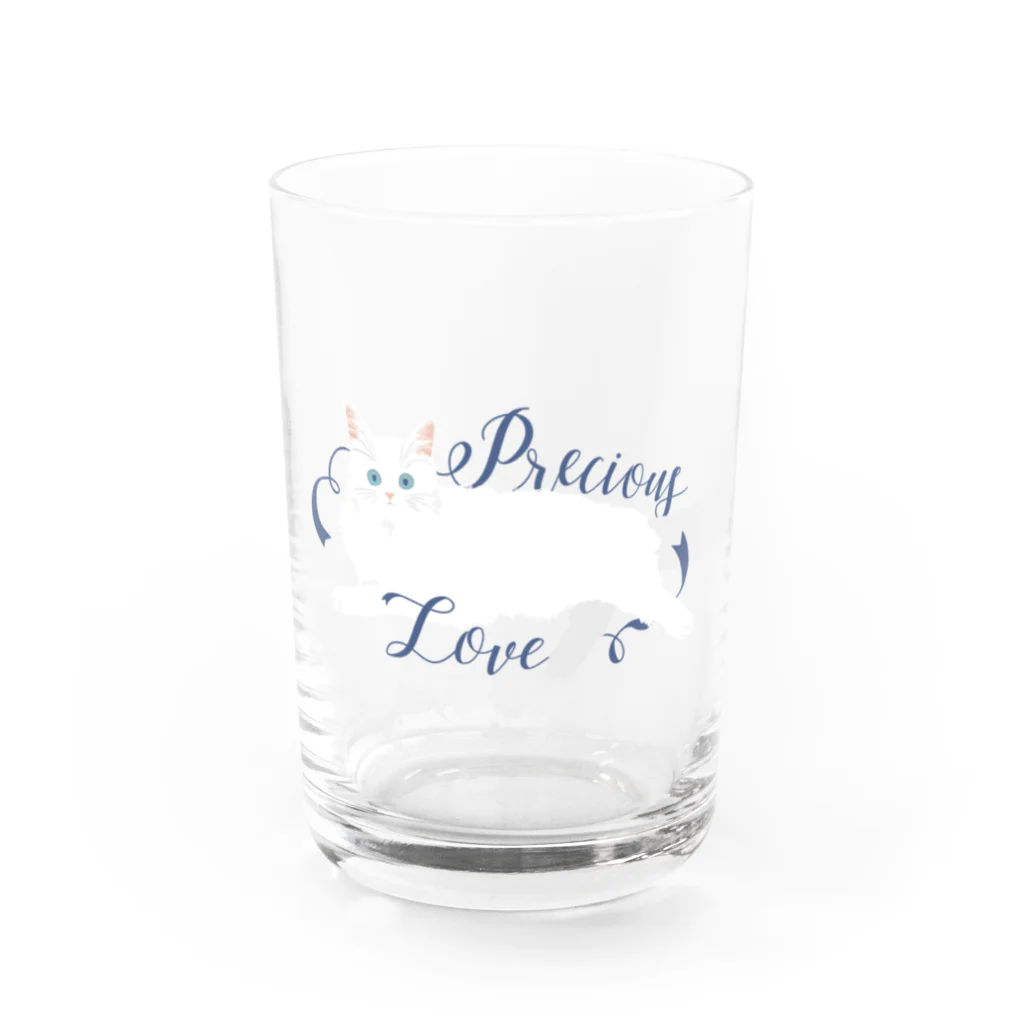 ミウラとみやこ🐱FIP闘病中の寵愛のお姫さま/ブルー Water Glass :front