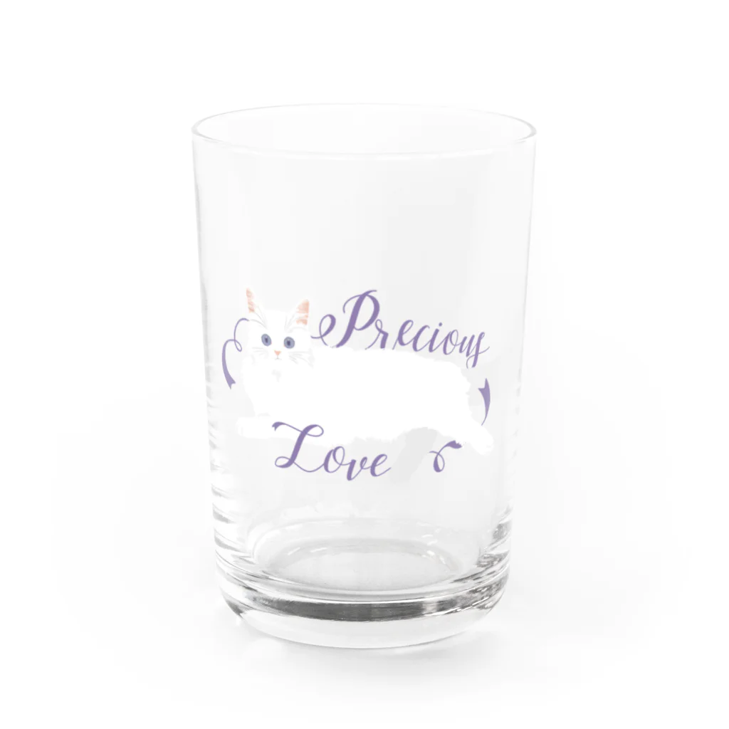 ミウラとみやこ🐱FIP闘病中の寵愛のお姫さま/パープル Water Glass :front