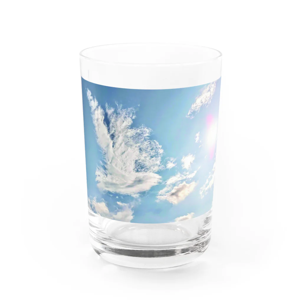 錆猫の館の純白の鳳凰と太陽 Water Glass :front