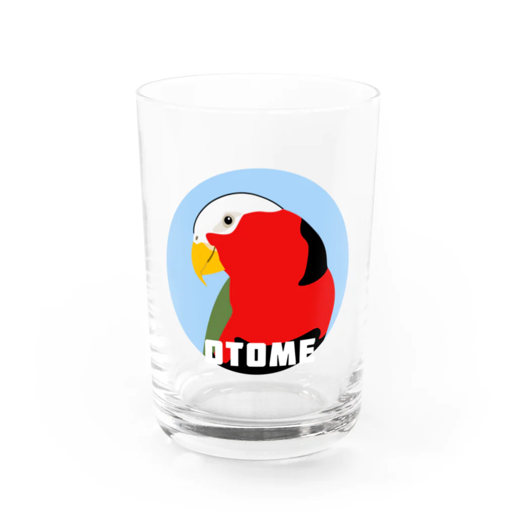 アルバトロスデザインのオトメズグロインコのヅラが出る出るグラス（ブルー） Water Glass :front