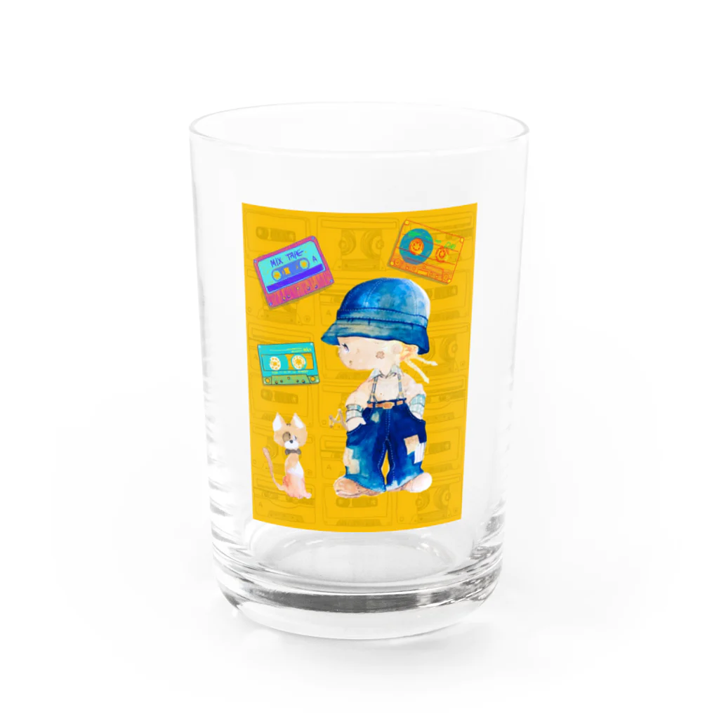 AtelierGluckのグリュックガール　カセットテープ柄 Water Glass :front