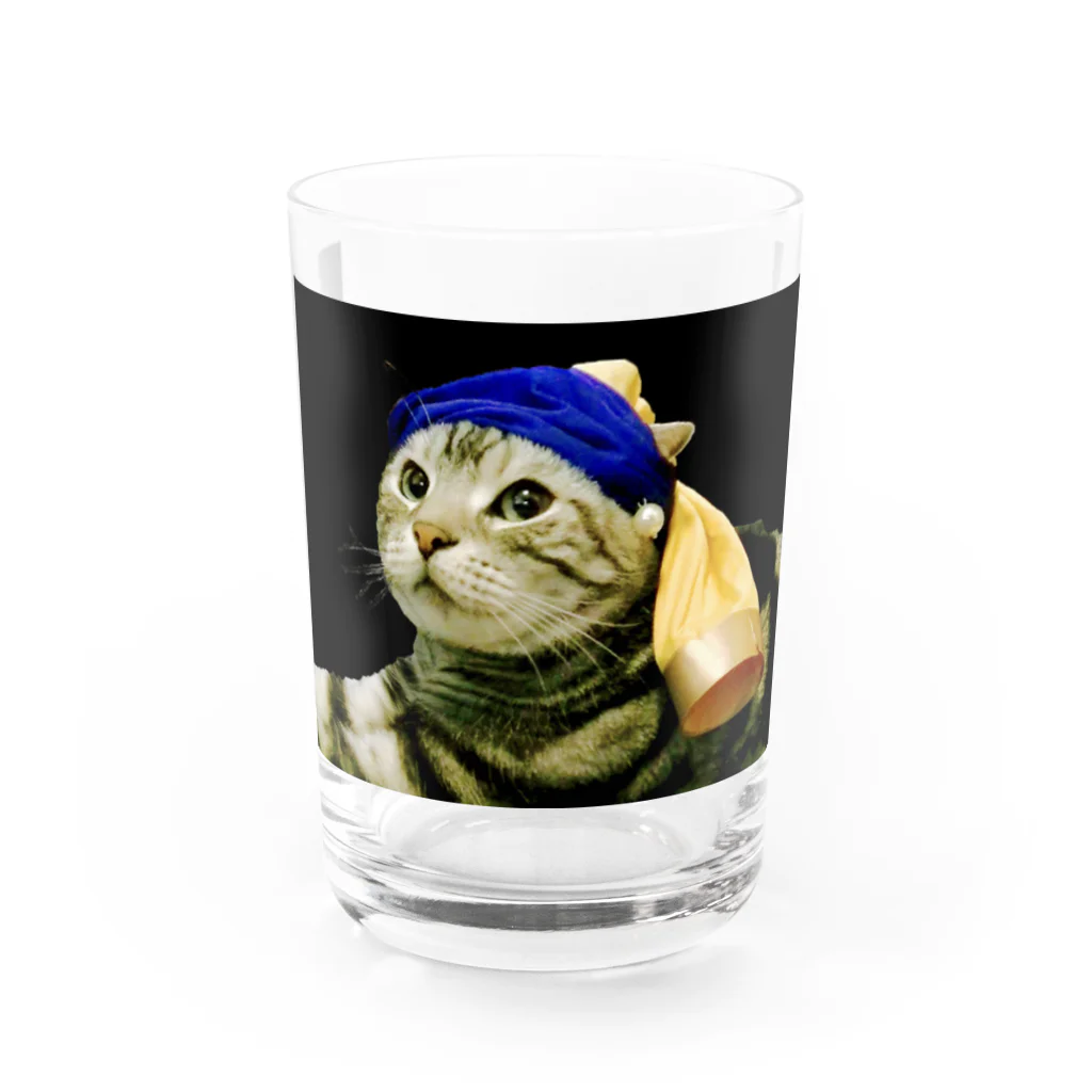 ぐうライショップの真珠の耳飾りの猫２ グラス前面