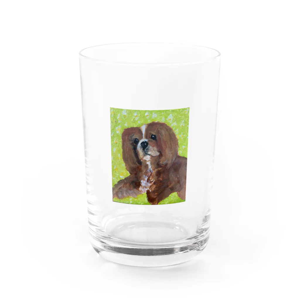 色々なキャバリアちゃんの油絵キャバリア Water Glass :front