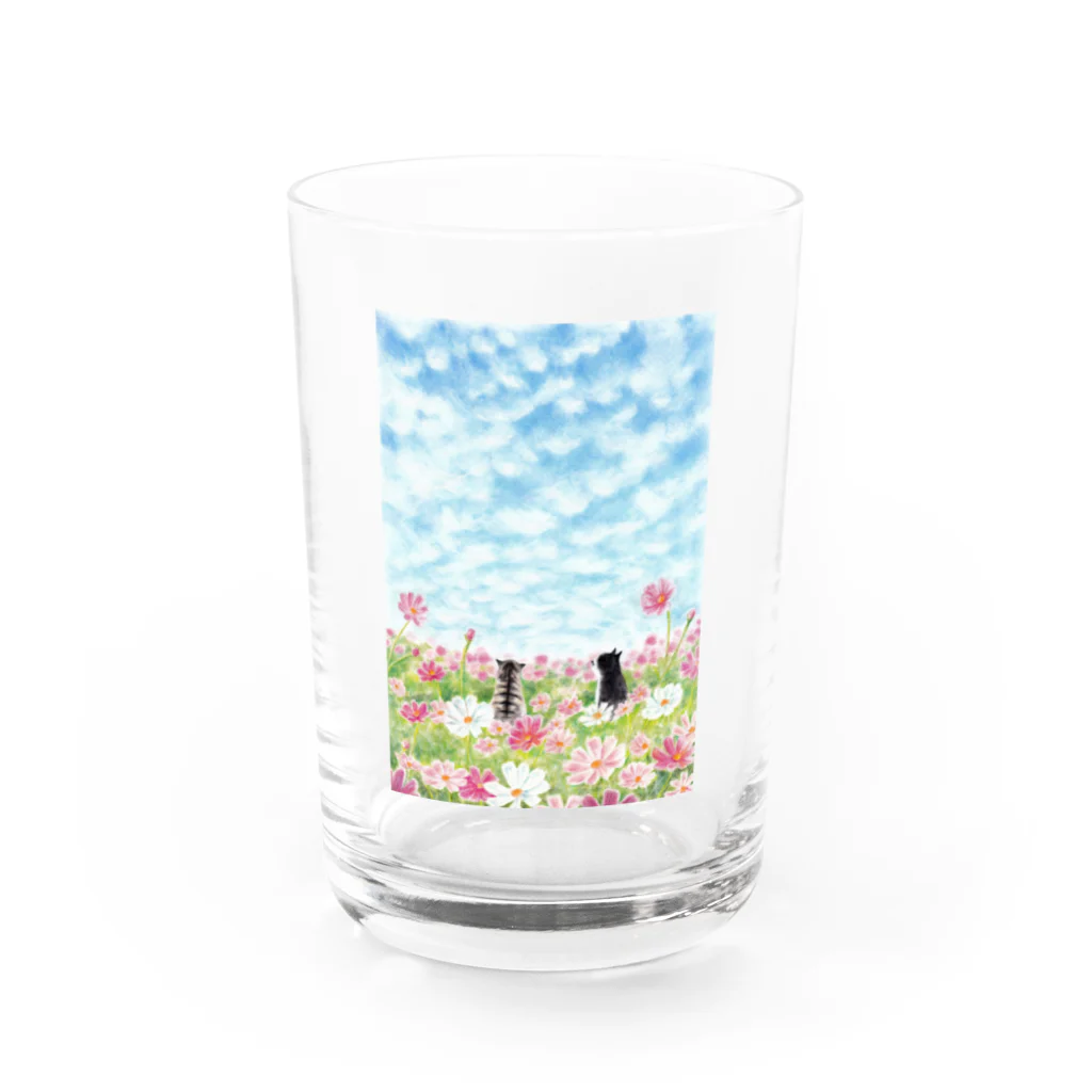 Ａｔｅｌｉｅｒ　Ｈｅｕｒｅｕｘのコスモス畑のトロとクロ Water Glass :front