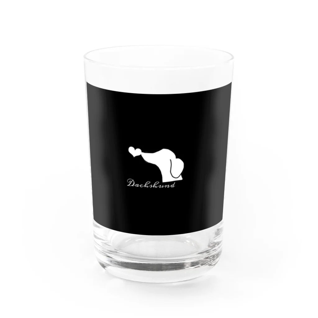 Happy dogsのDachshund　Black Water Glass :front