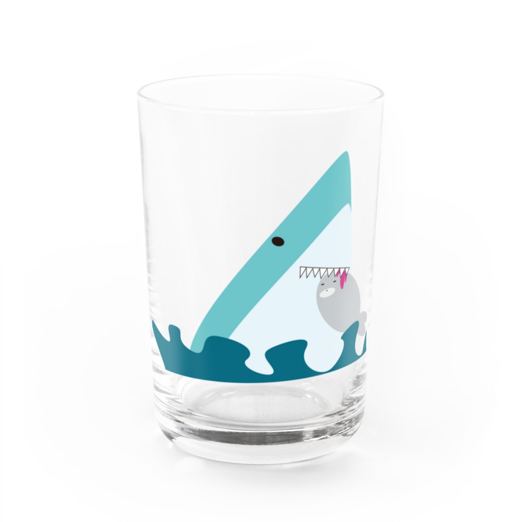 きまぐれの食べてるサメくん Water Glass :front