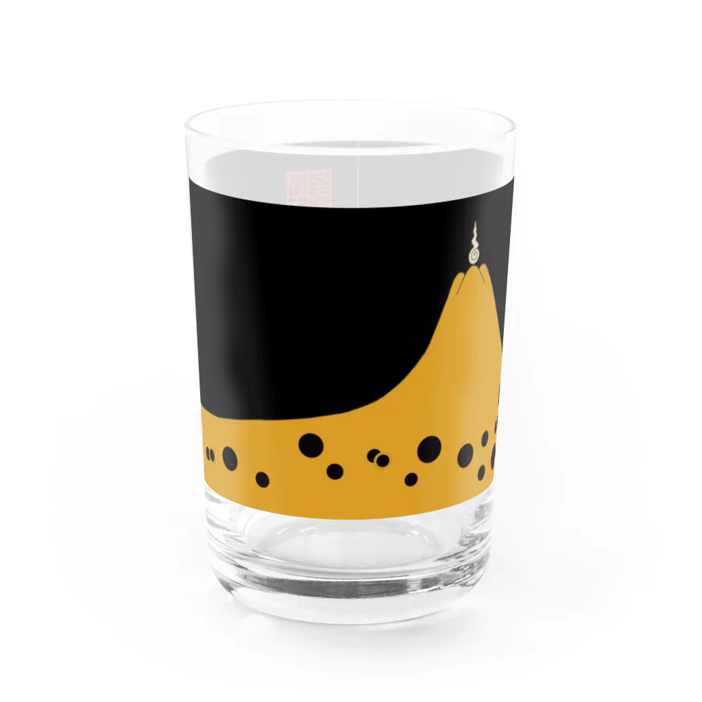 Rigelの富士御神火文黒黄羅紗陣羽織柄 Water Glass :front