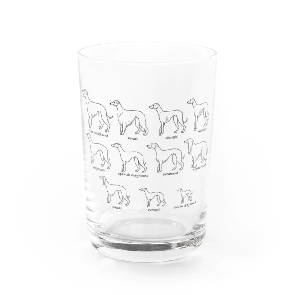 豆つぶのSighthound Friends(淡色推奨) Water Glass :front