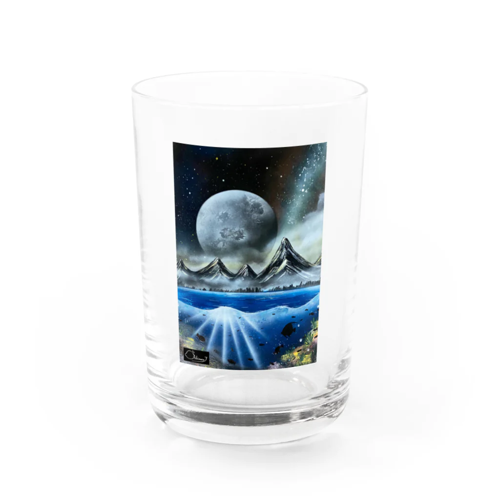 oshimuraのスプレーアート　月光🌕　オシムラサイン入り グラス前面