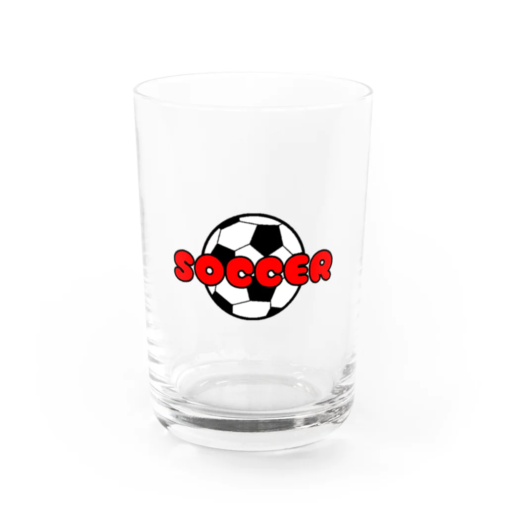 happy_25chanのサッカーボール柄（レッド） Water Glass :front